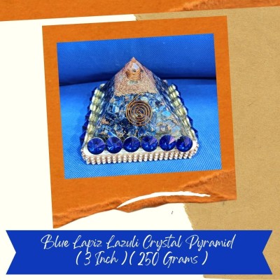 VSP VASTU SAMADHAN 117 BLUE LAPIZ LAZULI CRYSTAL PYRAMID for Protection from Negative Energy Decorative Showpiece  -  8 cm(Crystal, Blue)