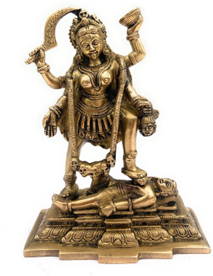 Bhunes Brass Maha Kali Durga, Goddess Kali Statue, Mata Murti Decorative Showpiece  -  19 cm(Brass, Gold)