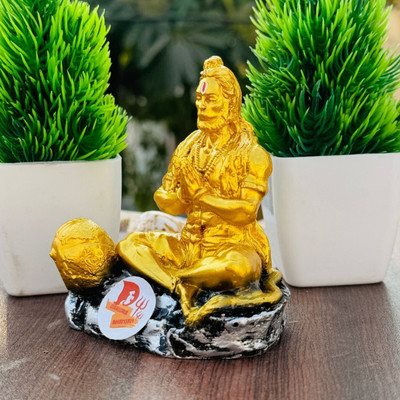 SBBCO Hanuman Statue /Murti/ Idol Marble Finish Decorative Showpiece  -  25 cm(Marble, Gold)