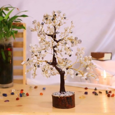 Crystal Divine Rainbow Moonstone Crystal Tree for Home Decor and Decorative Items Showpiece Decorative Showpiece  -  25 cm(Crystal, White)