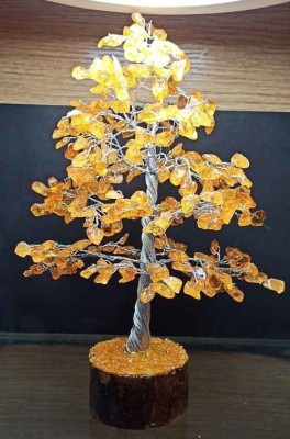 ALDOMIN Citrine Gemstone Feng Shui Healing Crystal Yellow Tree (275 Gram Approx) Decorative Showpiece  -  21 cm(Crystal, Yellow, Brown)