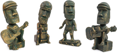 AARGKRAFT Resin Moai Statue Sculpture | Antique Stone Finish Ornament for Office, Desktop Decorative Showpiece  -  18 cm(Resin, Copper)