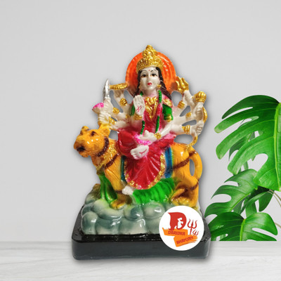 DARIDRA BHANJAN Sherawali mata idol marble durga idol, durga marble idol Decorative Showpiece  -  14 cm(Marble, Multicolor)