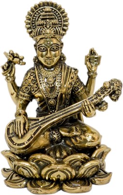 Kalarambh Brass Saraswati Maa Decorative Showpiece  -  10.16 cm(Brass, Yellow)