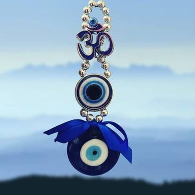 Sacred Sutra Evil Eye OM Hanging Ornament Decorative Showpiece  -  15 cm(Ceramic, Multicolor)
