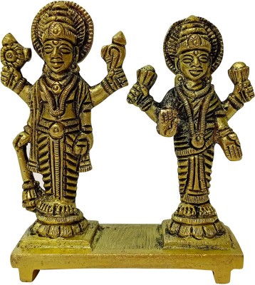 nath enterprises Vishnu Laxmi Maa idols Panchdhatu Murti For Home Decorative Showpiece  -  8 cm(Brass, Yellow)