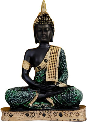 Divinitya Meditating Buddha Statue Decorative Showpiece  -  6.5 cm(Polyresin, Black)