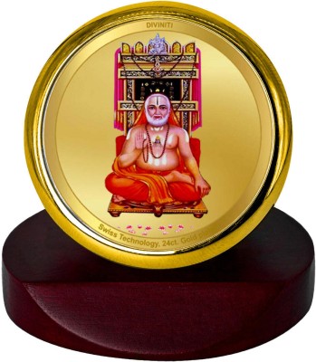 DIVINITI 24K Gold Plated Raghvender Swami Photo Frame For Car Dashboard, Home Decor, Puja Decorative Showpiece  -  7 cm(Gold Plated, Multicolor)