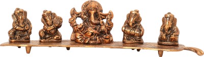 SMILES GIFT Brown Musical Ganesh Idol With Box & Bag | For Pooja, Mandir Decorative Showpiece  -  8 cm(Metal, Copper)