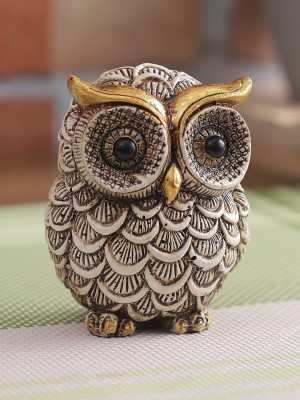 CraftVatika Owl Showpieces Statue Decorative Items for Home Decor Office Desk Living Room Shelf Decoration Decorative Showpiece  -  8.89 cm(Polyresin, Brown)