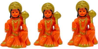 Awesome Craft Hanuman Ji Murti Idol Blessing for Temple Car Dashboard Gifts Decorative Showpiece  -  10 cm(Marble, Orange)