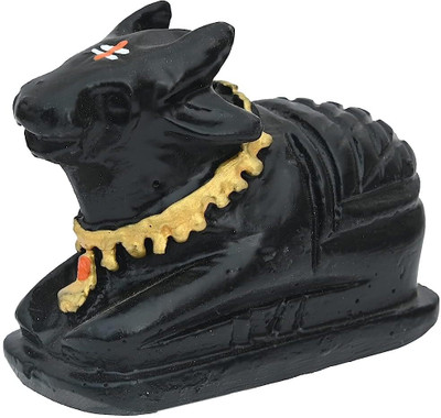 Tej Gifts One Piece Stone Nandi Idol Cow Statue Showpiece for Pooja Decorative Showpiece Decorative Showpiece  -  4.5 cm(Stone, Black)