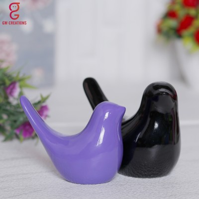 GW Creations Love Bird Pair Status Antique Finishing Feng Shui, Vastu Decorative Showpiece  -  7 cm(Polyresin, Black, Purple)