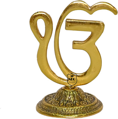 Neo Classic Ek Onkar & Khanda Sahib Symbol in Metal ShowPiece for Gurudwaras Decorative Showpiece  -  11.5 cm(Aluminium, Gold)