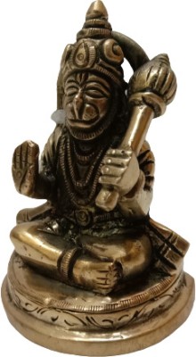 BRASS BLESSING HINDU Lord HANUMANJI Statue Figurine - BRASS - MAHAVIR BAJRAGBALI (2215) Decorative Showpiece  -  1 cm(Brass, Gold)