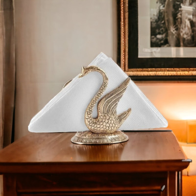 SP Handicrafts Orginal Napkin Holder Duck | Decorative Showpiece Tissue Paper Holder for Dining Table | Napkin Stand Decorative Showpiece  -  11 cm(Aluminium, Gold, Black)