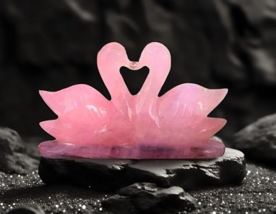 SS Murti 100-150g Rose Quartz Swan Pair Crystal Love Duck Pair for Love & Gift Decorative Showpiece  -  8 cm(Stone, Pink)