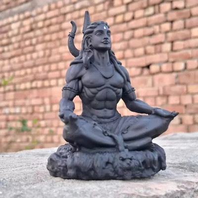SBBCO MAHAYOGI SHIVA IN BLACK 3D STATUE God Mahadev Bholenath idol for Home/Office Decorative Showpiece  -  10 cm(Resin, Black)