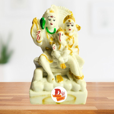 SBBCO Marble Dust Lord Shiv/parvati/ganesh Statue God Stand for Home Décor Divine Decorative Showpiece  -  14 cm(Resin, White)