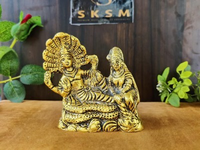 DARIDRA BHANJAN Laxmi Vishnu Statue Entique Metal Gold Finish Vishnu Laxmi Murti Decorative Showpiece  -  12 cm(Metal, Gold)