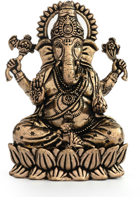VYOGEETA Brass Lord Ganesha Idol – 2.75 Inch | Ganpati Statue for Home Temple & Gifting Decorative Showpiece  -  7 cm(Brass, Gold)