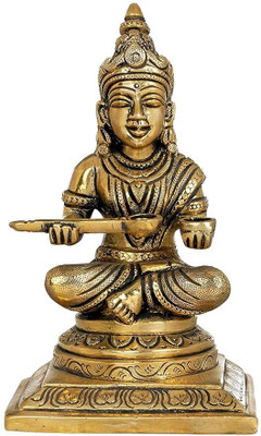Idolsplace Annapoorani Statue for Pooja Room Annapurna Devi Idol 100gms Decorative Showpiece  -  6 cm(Brass, Gold)