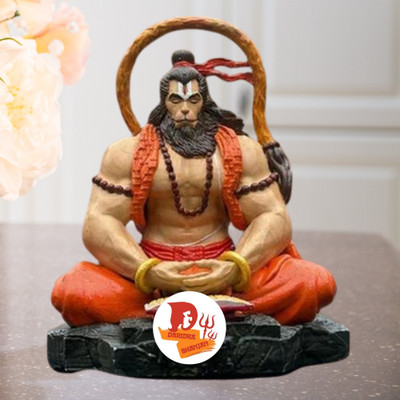 sanskaari Hanuman Ji Murti/ Idol BajranjBali Idol Decorative Showpiece  -  13 cm(Marble, Multicolor)