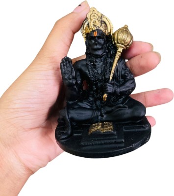 DARIDRA BHANJAN Hanuman idol, Bajrangbali Murti idol statue, Hanuman ji for Home & Office Decorative Showpiece  -  8 cm(Resin, Black)