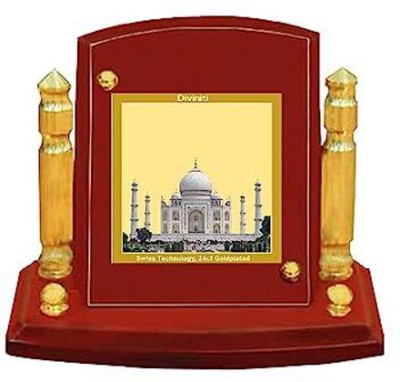DIVINITI Taj Mahal Photo Frame for Car Dashboard, |MDF 1B P+ 24K Gold Plated Foil Decorative Showpiece  -  12 cm(Wood, Multicolor)