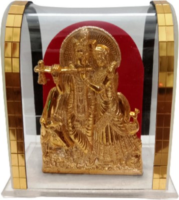 BRASS BLESSING Lord RADHA KRISHNA Statue Figurine With Case For Car / Home / Temple (1307) Decorative Showpiece  -  4 cm(Aluminium, Multicolor)