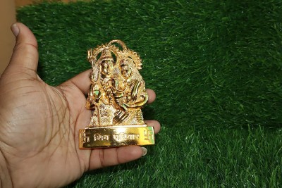 A & S VENTURES Statue of Lord Shiva, Parvati and Ganesha for Home-Office Decor & Car Dashboard Decorative Showpiece  -  11 cm(Metal, Gold)