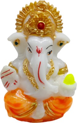 G LOOKS Ganesha Idol for Dashboard and Table/ Small Ganpati Statue 2.6 Inch (Orange) Decorative Showpiece  -  7 cm(Polyresin, Orange)