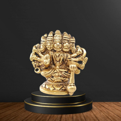Antique collection Pure Brass Panchmukhi Hanuman Idol for Home & Temple | Antique Golden Showpiece Decorative Showpiece  -  7.5 cm(Brass, Gold)