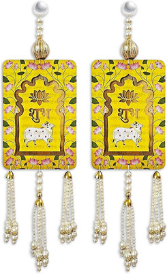 INTERNATIONAL GIFT Shubh Labh Wall Hanging – Auspicious Décor for Home, Mandir & Festive Use Decorative Showpiece  -  33 cm(Wood, Yellow)