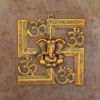 VARKAUS SWASTIK GANESH FOR WALL HANGING GOLD OXADISE Decorative Showpiece  -  20 cm(Metal, Gold)