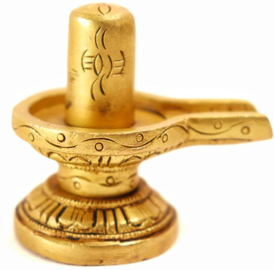 The Spiritual Living Brass Shiv Pindi For Home | Brass Sivalingam for Puja Mini | Shivling For Home Decorative Showpiece  -  15 cm(Brass, Gold)