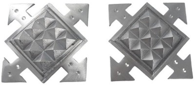 Shubh Sanket Vastu Zinc 4 Direction Arrow with 9 Pyramid Plate Vastu Correction Set of 2- 6 Inch Decorative Showpiece  -  15.24 cm(Metal, Silver)