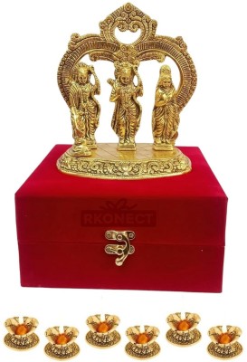 RKONECT Golden Metal Ram Darber Idol Murti With 6 Piece Hand Diya Under Velvet Gift Box Decorative Showpiece  -  16.5 cm(Metal, Gold Plated, Gold)