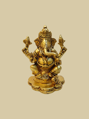 Brass idol Fine Brass Idol by Idol Home Decore | Ganesha, 5 Inch Height, 1.090 kg Weight Decorative Showpiece  -  12.7 cm(Brass, Gold)