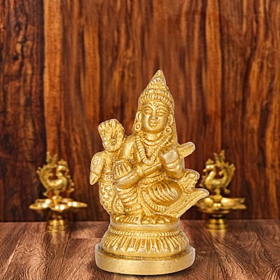 utsavicraft Superfine Goddess Maa Saraswati Idol Decorative Showpiece  -  6.5 cm(Brass, Gold)