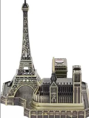 Triangle Ant ™ All in One Paris Monuments Miniature Showpiece Decorative Showpiece  -  14 cm(Metal, Gold)