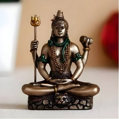 HUBZONES Shiva Idol, Bhole Nath, Mahadev Statue, Pooja Gifts Gold, 9 Inches, 1 Piece Decorative Showpiece  -  7 cm(Polyresin, Gold)