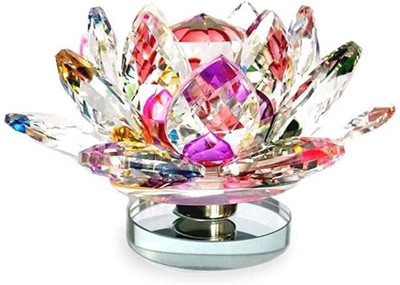NISHKAM Crystal Lotus for Positive Energy and Vastu Correction and good luck Decorative Showpiece  -  11 cm(Crystal, Clear)