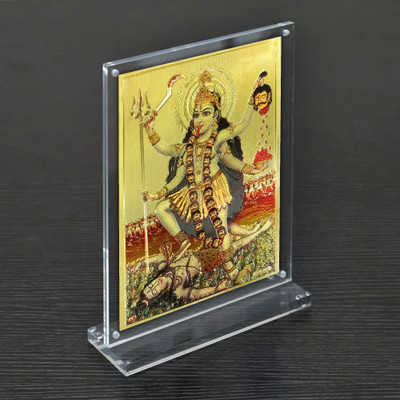 HAWAI Gold Plated Kali Maa Photo Magentic Tabletop Transparent Acrylic Frame(8x5.8 in) Religious Frame