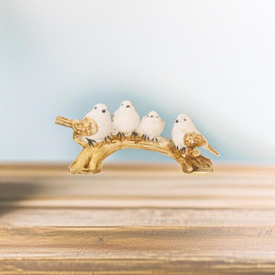 Miss Peach Enchanting Love Birds Pair Statue- Romantic Home Decor - Symbol of Affection Decorative Showpiece  -  9 cm(Polyresin, White)