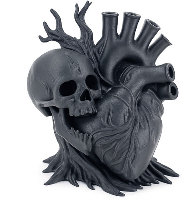 CUBIX3D Gothic Skull Heart Tree Showpiece | 3D Printed Horror Decor for Home Decorative Showpiece  -  10 cm(Plastic, Black)