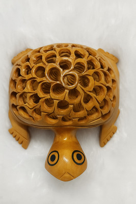 KalaReach Creations Wooden Tortoise Undercut design Decorative Showpiece  -  3.81 cm(Wood, Brown)