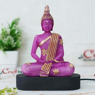eCraftIndia Purple & Golden Polyresin Handcrafted Meditating Lord Buddha Statue Decorative Showpiece  -  20 cm(Polyresin, Purple)