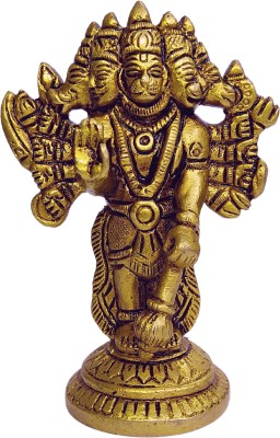 Shreeyash Brass Panchmukhi Hanuman Bajrangbali Idol Murti Home Decorative Items Decorative Showpiece  -  10.1 cm(Brass, Gold)