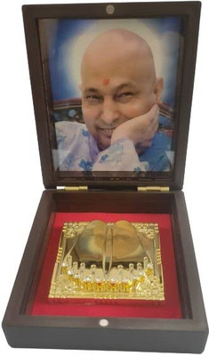 RK Basics Guru Ji Charan Paduka GuruJi Swaroop Wooden Gold Plated Decorative Showpiece  -  11 cm(Crystal, Multicolor)